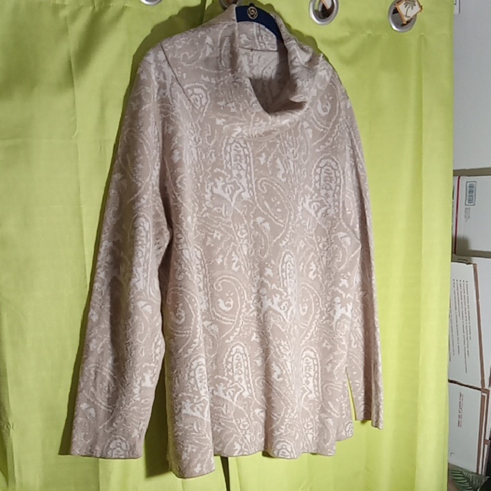 Beige Patterned Long Sleeve  Sweater